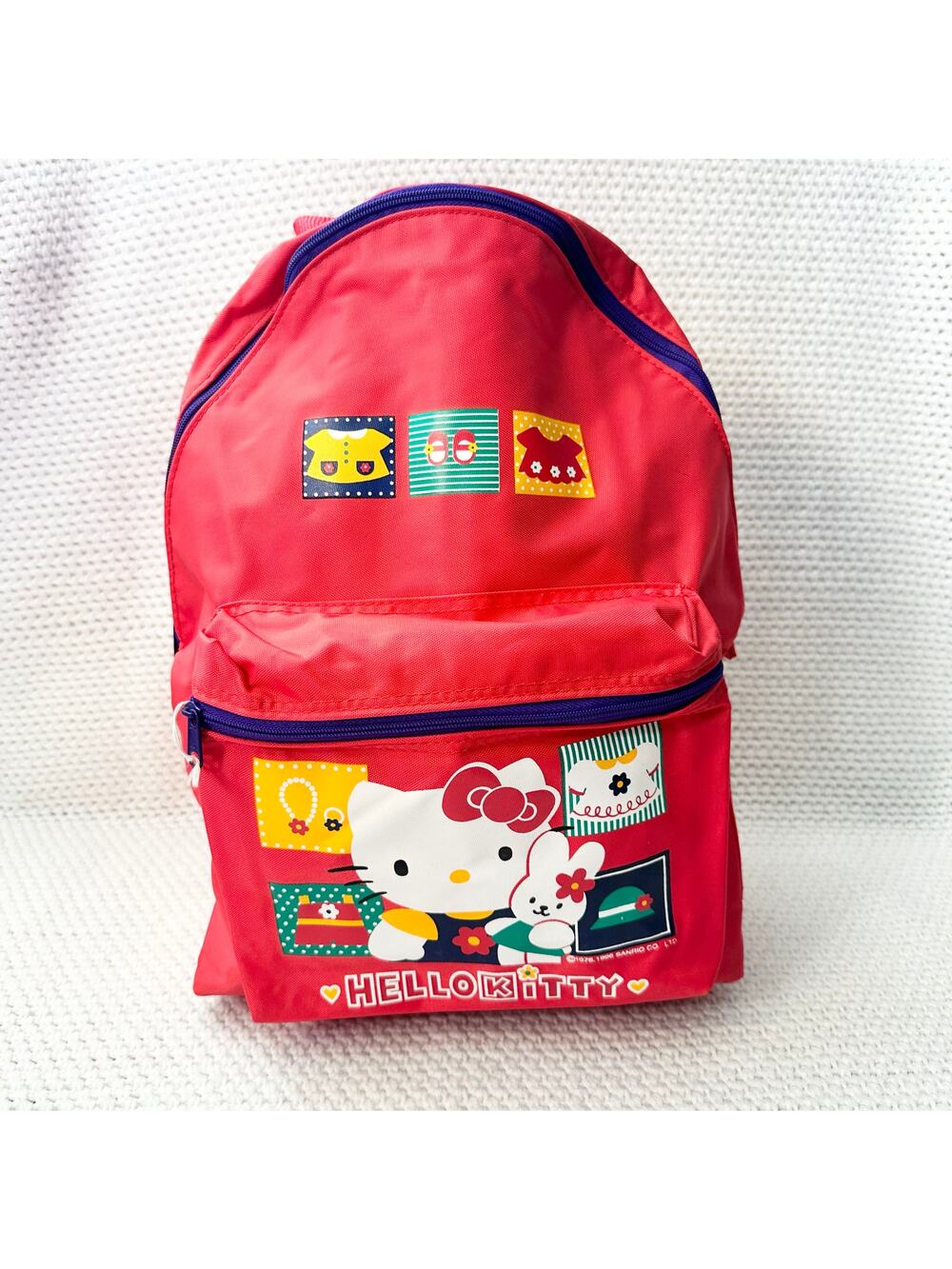 Hello Kitty Sanrio 1996 Miffy Rabbit Red Nylon Vintage Backpack Standard Rare